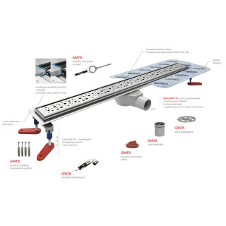 Lineární odtok, pełny souprava,  Wiper New Premium, 1200mm, vzor Ponente, povrchová úprava poler