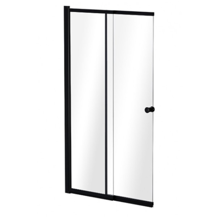 Vanová zástěna Besco Easy Slide Black, 100x150cm, 2-křídlové, univerzální, profil černá matnáný