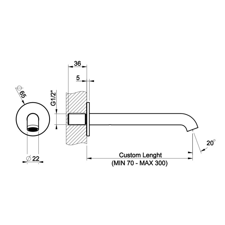 Výtokové rameno umyvadlová Gessi Origini, stojící, výška 243mm, chrom