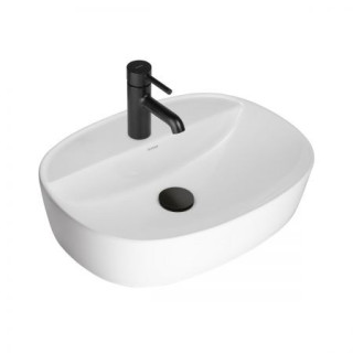 Umyvadlo na postavení na desku Oltens Hamnes, 60x42,5cm, oválný, bez přepadu, povlak SmartClean, bílá
