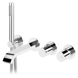 Vanová baterie 4otvorová Bruma Avalon, podomítková, 2 výstupy vody, výtokové rameno 210mm, sprchový set, chrom