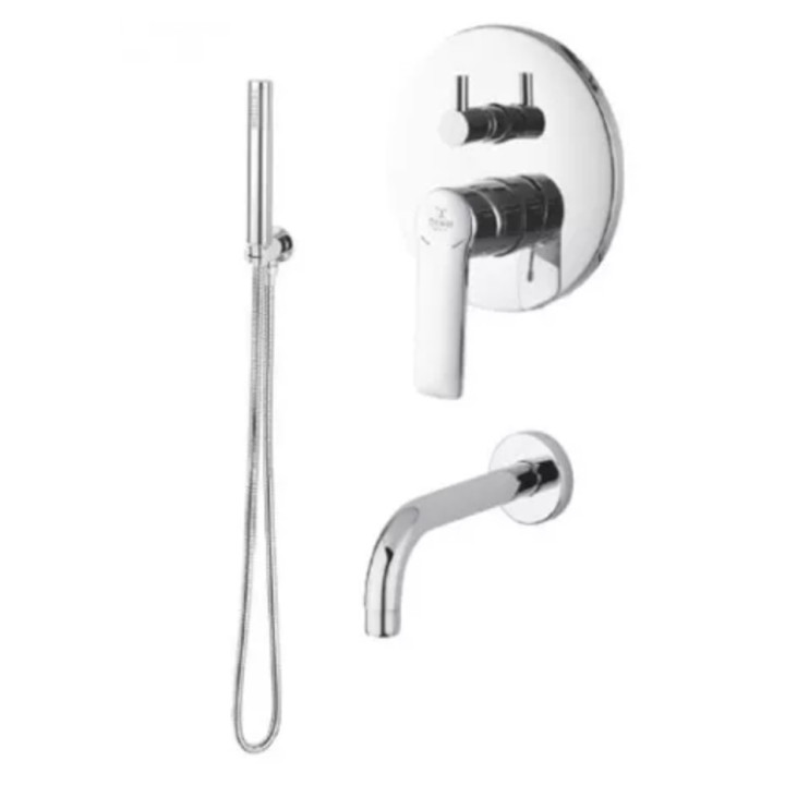 System sprchový Demm Shine, podomítkový, 2 výstupy vody, výtokové rameno 15cm, chrom