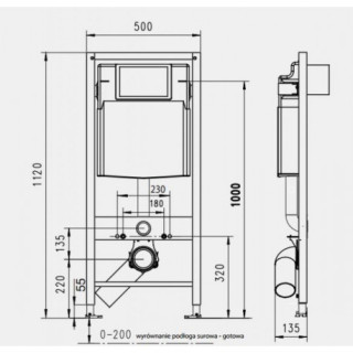 Modul podomítkový WC JomoTech, výška montážní 1120mm, držáky w zestawie