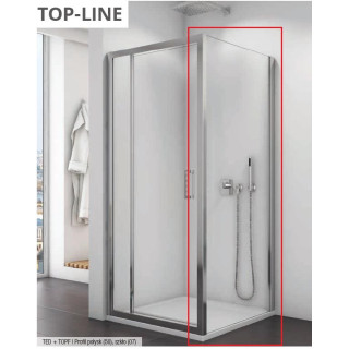 Dveře křídlové SanSwiss Top-Line (TED) s pevnou stěnou w linii, 120x190cm, bílý profil, čiré sklo
