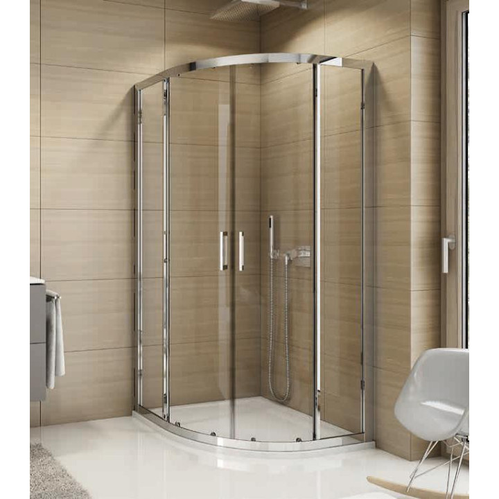 Čtvrtkruhový sprchový kout Sanswiss Top-Line S, 90cm, posuvné dveře, sklo čiré, bílý profil