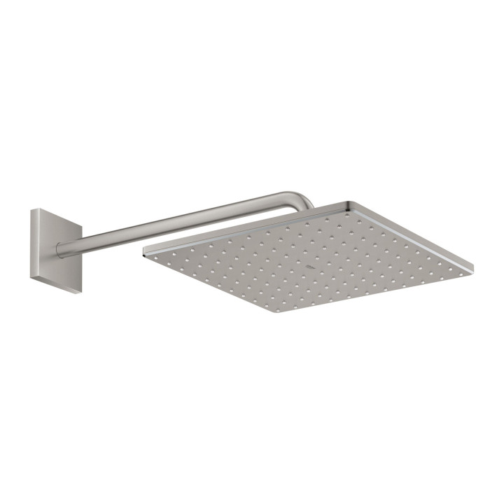 Horní sprcha s ramenem nástěnným 430 mm Grohe Rainshower SmartActive, průměr 310 mm Cube - nerez