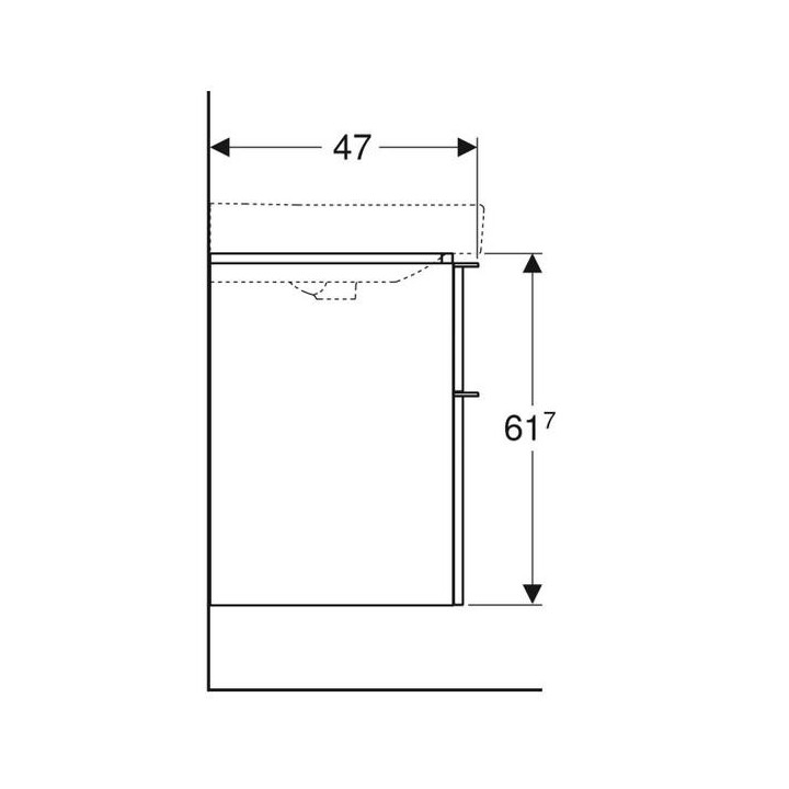 Závěsná skříňka pod umyvadlo Geberit Smyle Square 60 cm, se dvěma zásuvkami - bílý lesklá