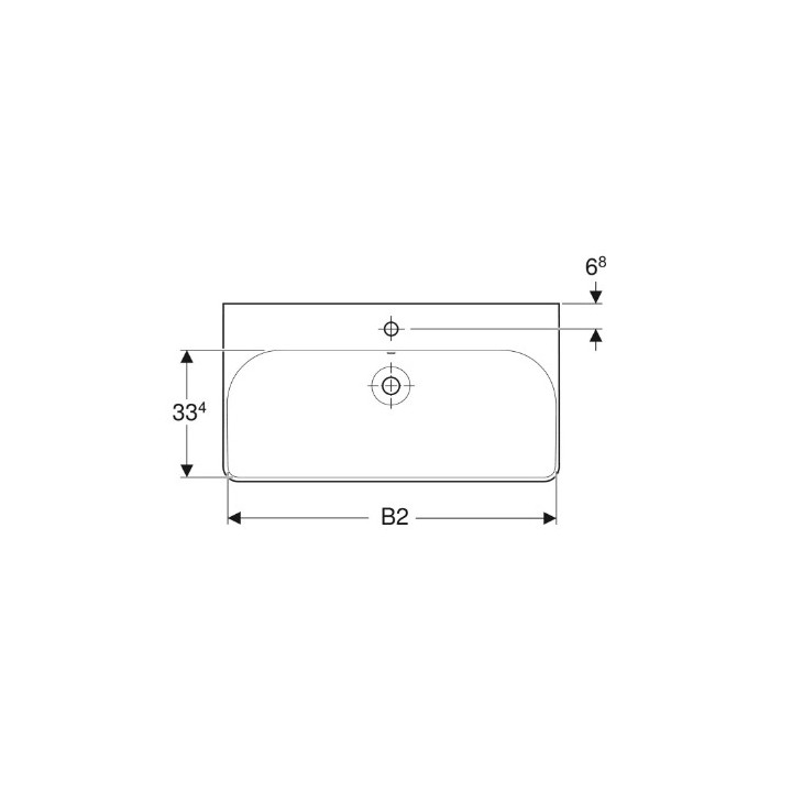 Geberit Smyle Square Umyvadlo, B90cm, H16.5cm, T48cm, z přepadem, z dwoma otvory pro baterii