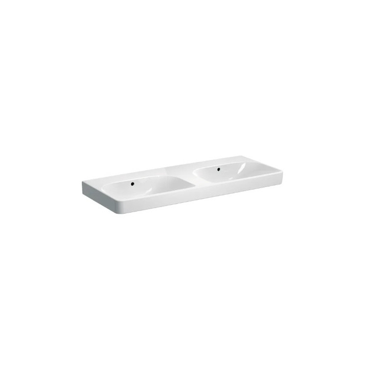 Geberit Smyle Square Umyvadlo dvojitá, B120cm, H16.5cm, T48cm, z dwoma przelewami, se dvěma otvory na baterie