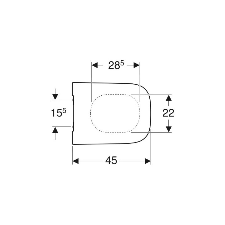Geberit Smyle Square Klozetové sedátko, připevnění z góry, wolne opadanie, zachodząca poklop sedátka klozetovou, slim design