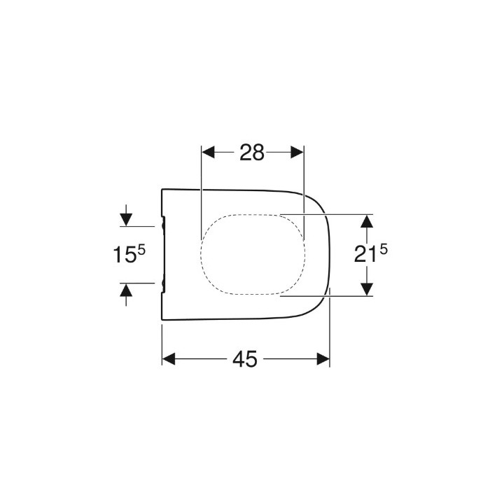 Geberit Smyle Square Klozetové sedátko, připevnění z góry, wolne opadanie, z widocznym siedziskiem, slim design