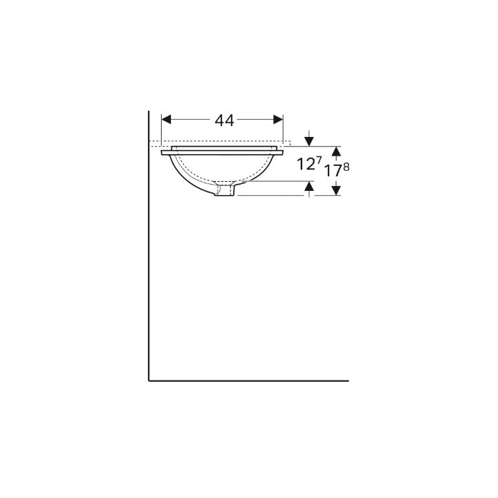 Geberit Variform Umyvadlo pod desku, obdélníková, B53cm, H17.8cm, T44cm, z přepadem, bez otvoru pro baterii