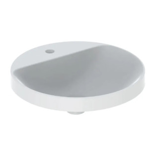 Geberit Variform Zápustné umyvadlo, kulatá, s poličkou, D48cm, H17.8cm, z přepadem, s otvorem pro baterii