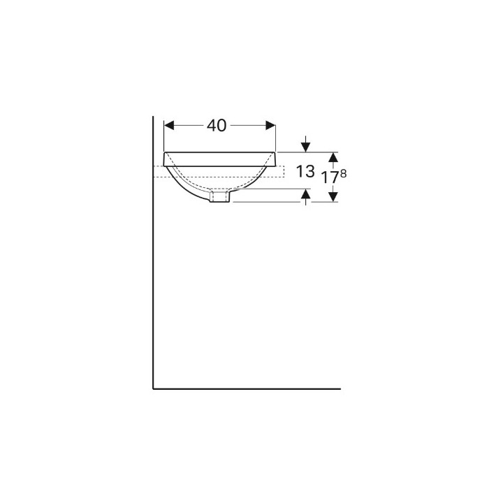 Geberit Variform Zápustné umyvadlo, oválný, B50cm, H17.8cm, T40cm, z přepadem, bez otvoru pro baterii