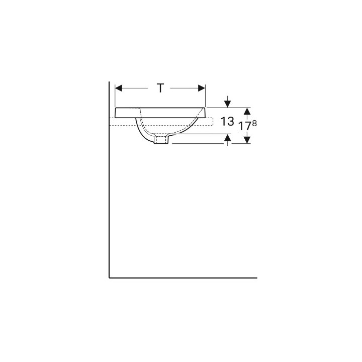 Geberit Variform Zápustné umyvadlo, oválný, B55cm, H17.8cm, T45cm, bez přepadu, s otvorem pro baterii