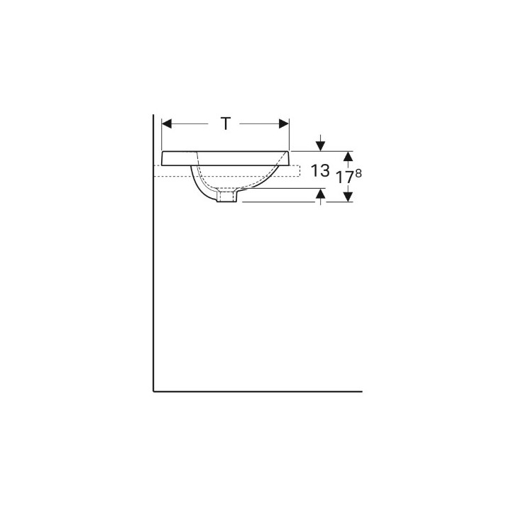 Geberit Variform Zápustné umyvadlo, oválný, B60cm, H17.8cm, T48cm, z přepadem, s otvorem pro baterii