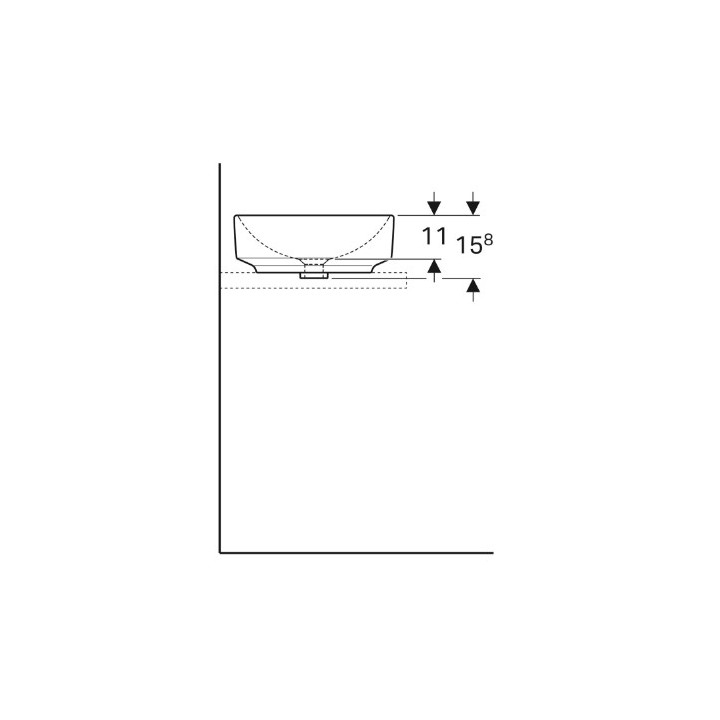 Geberit Variform Zápustné umyvadlo, obdélníková, B55cm, H17.8cm, T45cm, bez přepadu, s otvorem pro baterii