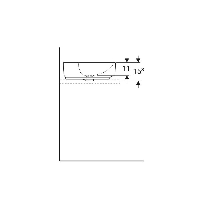Geberit Variform Umyvadlo na postavení na desku, kulatá, D45cm, H15.8cm, z přepadem, s otvorem pro baterii