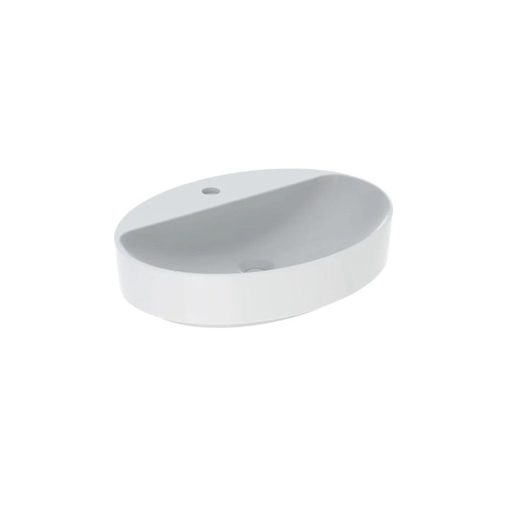 Geberit Variform Umyvadlo na postavení na desku, oválný, B60cm, H15.8cm, T45cm, z přepadem, s otvorem pro baterii