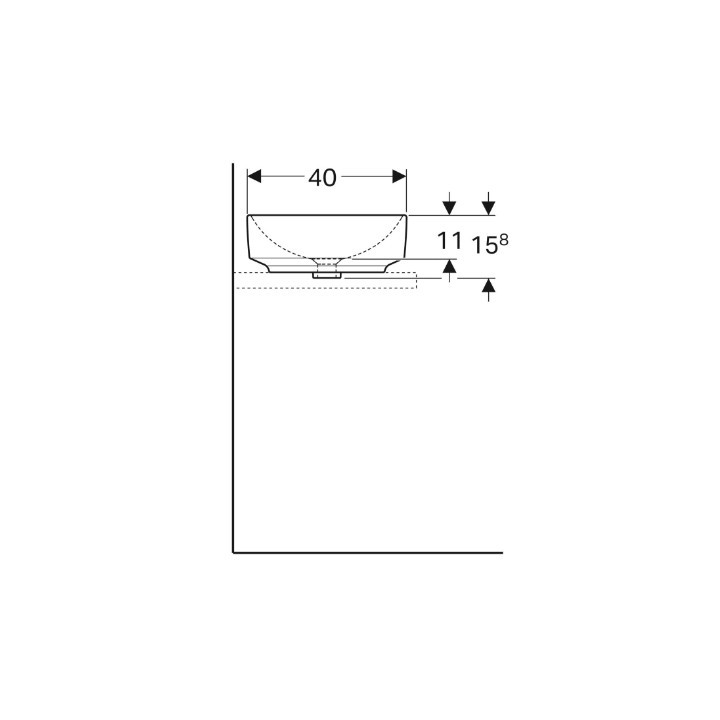 Geberit Variform Umyvadlo na postavení na desku, oválný, B60cm, H15.8cm, T45cm, bez přepadu, s otvorem pro baterii