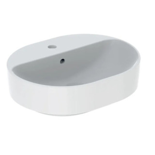 Geberit Variform Umyvadlo na postavení na desku, eliptyczna, B50cm, H15.8cm, T40cm, bez přepadu, s otvorem pro baterii