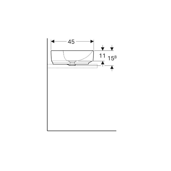 Geberit Variform Umyvadlo na postavení na desku, obdélníková, B55cm, H15.8cm, T40cm, bez přepadu, bez otvoru pro baterii