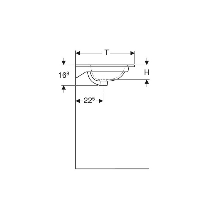 Geberit Selnova Square Umyvadlo nábytkové, B80cm, H16.8cm, T48cm, cienki rant, z přepadem,  s otvorem pro baterii