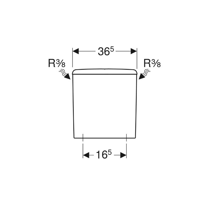 Geberit Selnova Square Splachovač nasadzana, B36.5cm, H39.5cm, T16.5cm, spłukiwanie dwudzielne, propojení vody z boku, obracana,