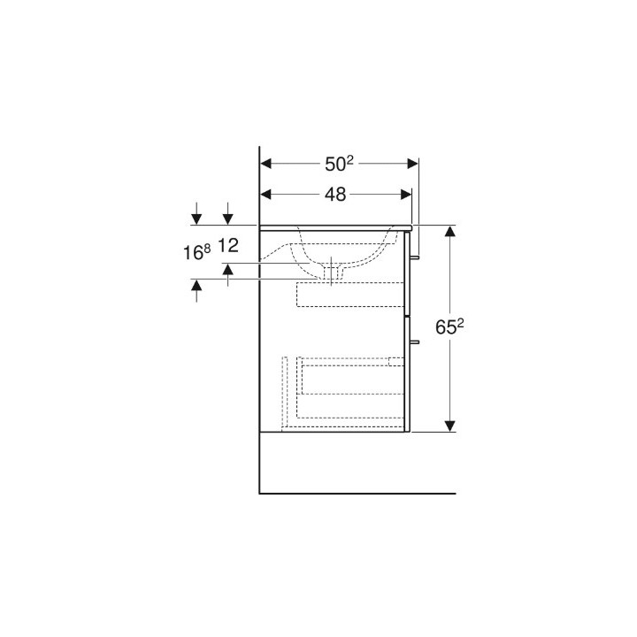 Geberit Selnova Square Souprava szafki pod umyvadlo, z dwiema szufladami, B55cm, H65.2cm, T50.2cm, bílý, s umyvadlem meblową, ci