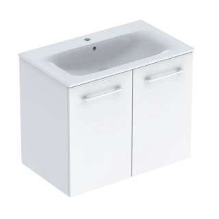 Geberit Selnova Square Souprava szafki pod umyvadlo, z dwojgiem dveře, B80cm, H65.2cm, T50.2cm, bílý, s umyvadlem meblową, cienk
