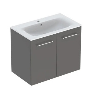 Geberit Selnova Square Souprava szafki pod umyvadlo, z dwojgiem dveře, B80cm, H65.2cm, T50.2cm, bílý, s umyvadlem meblową, cienk