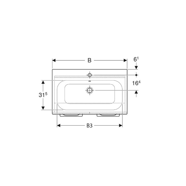 Geberit Selnova Square Souprava szafki pod umyvadlo, z dwojgiem dveře, B80cm, H65.2cm, T50.2cm, bílý, s umyvadlem meblową, cienk