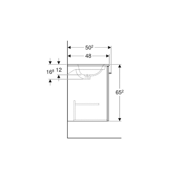 Geberit Selnova Square Souprava szafki pod umyvadlo, z dwojgiem dveře, B80cm, H65.2cm, T50.2cm, bílý, s umyvadlem meblową, cienk