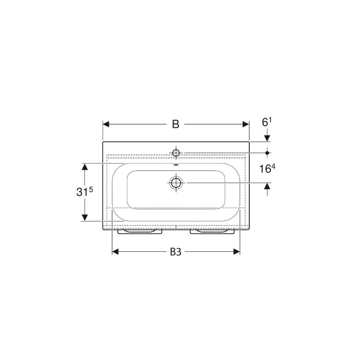 Geberit Selnova Square Souprava szafki pod umyvadlo, z dwojgiem dveře, B100cm, H65.2cm, T50.2cm, bílý, s umyvadlem meblową, cien