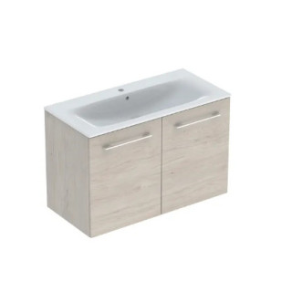 Geberit Selnova Square Souprava szafki pod umyvadlo, z dwojgiem dveře, B100cm, H65.2cm, T50.2cm, vlašský ořech hickory, s umyvad