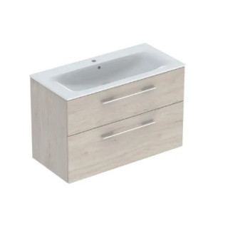 Geberit Selnova Square Souprava szafki pod umyvadlo, z dwiema szufladami, B100cm, H65.2cm, T50.2cm, vlašský ořech hickory, s umy