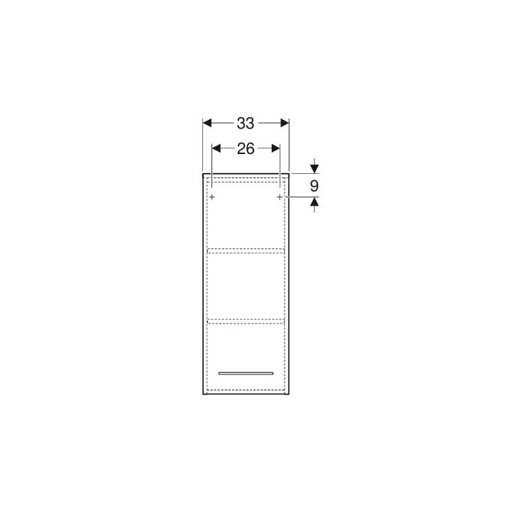 Geberit Selnova Square Skříňka boční, B33cm, H85cm, T29.7cm, z jednymi drzwiami, bílý