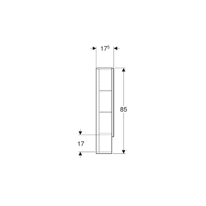 Geberit Selnova Square Zrcadlová skříňka, B58.8cm, H85cm, T17.5cm, z dwojgiem dveře, bílý