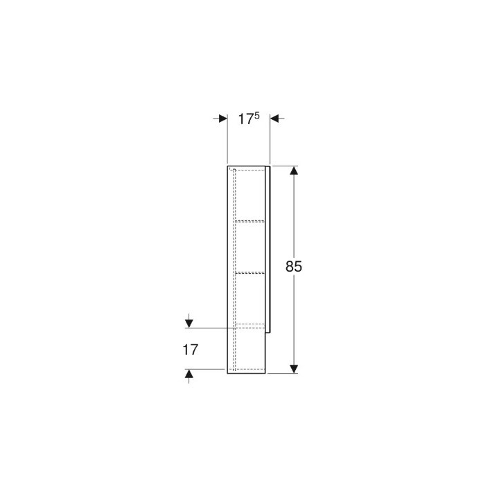 Geberit Selnova Square Zrcadlová skříňka, B58.8cm, H85cm, T17.5cm, z dwojgiem dveře, lava