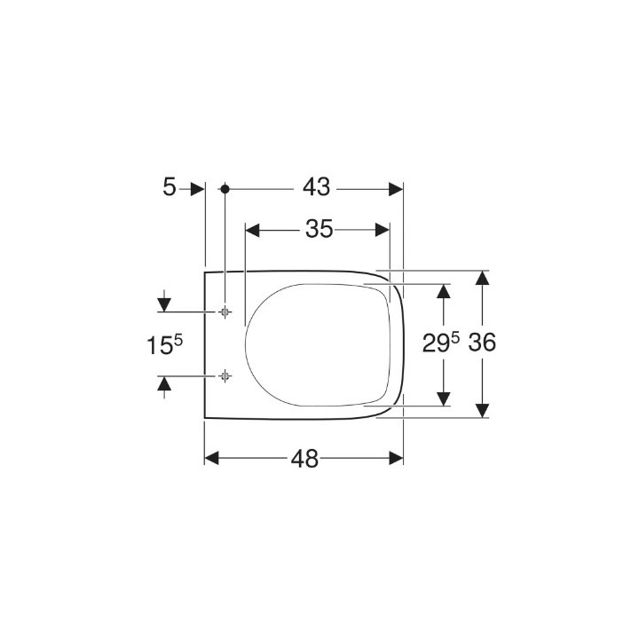 Geberit Selnova Square Závěsná mísa WC, s hlubokým splachováním, B35cm, H34cm, T53cm