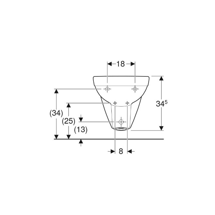 Geberit Selnova Compact Závěsný bidet, B35.5cm, H34.5cm, T48cm, krátký, z přepadem, s otvorem pro baterii