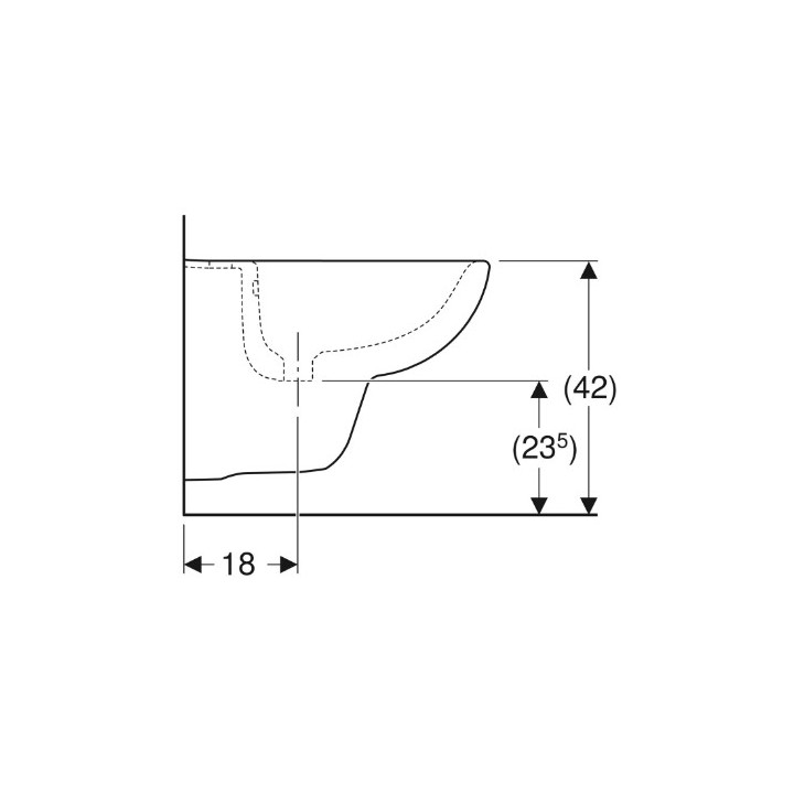 Geberit Selnova Compact Závěsný bidet, B35.5cm, H34.5cm, T48cm, krátký, z přepadem, s otvorem pro baterii