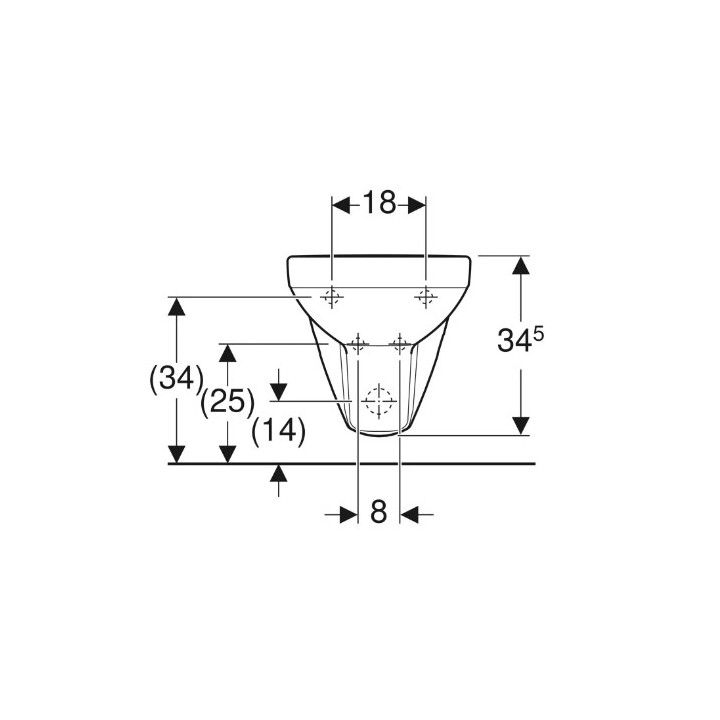 Geberit Selnova Square Závěsný bidet, B35cm, H35.5cm, T53cm, z přepadem, s otvorem pro baterii