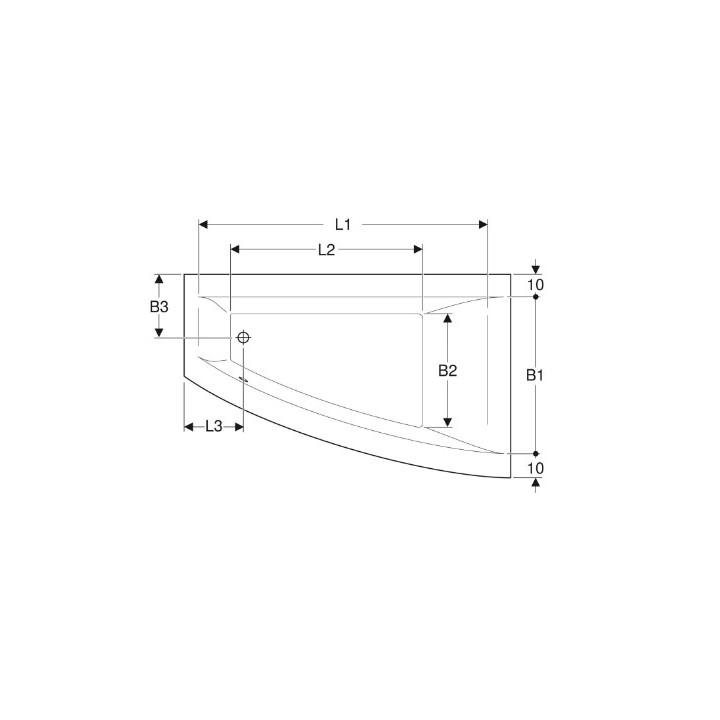 SELNOVA SQUARE vana asymetrická 170x105 cm, odtok z pravé strony - bílá