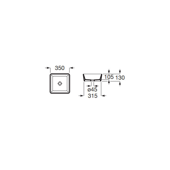OPTICA Umyvadlo na postavení na desku SQUARE CQ 35x35 cm CZARNY MAT
