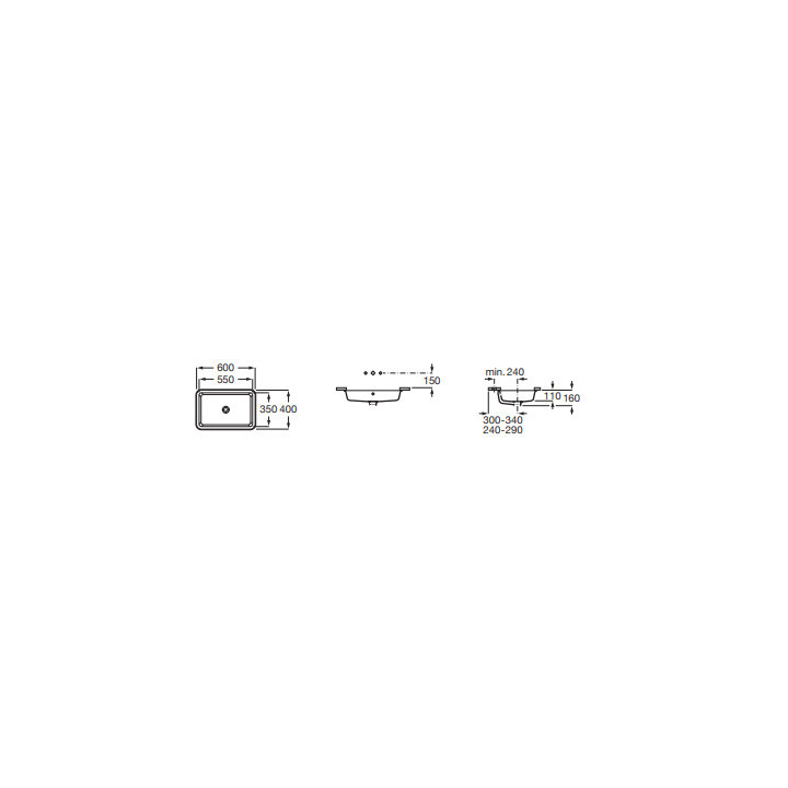 GAP Umyvadlo pod desku obdélníková 40x35 cm Supraglaze®
