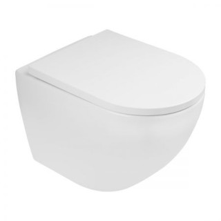 Souprava Závěsné WC wc Oltens Hamnes, 52x35,5cm, PureRim, s povrchem SmartClean se sedadlem s pozvolným sklápěním Slim - bílý