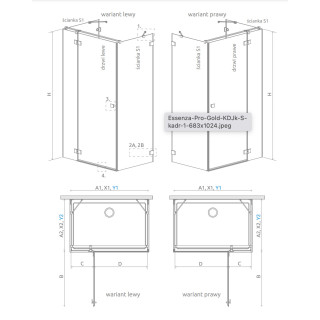 Přední plocha pro sprchový kout Radaway Idea Black KDJ+S 160, pravé, posuvné, sklo čiré, 1600x2005mm, profil černá