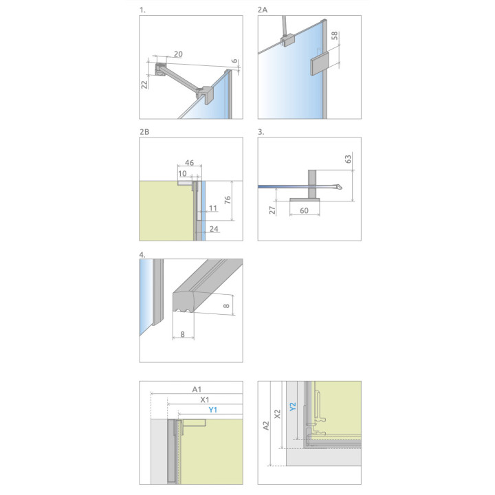 Přední plocha pro sprchový kout Radaway Idea Black KDJ+S 160, pravé, posuvné, sklo čiré, 1600x2005mm, profil černá