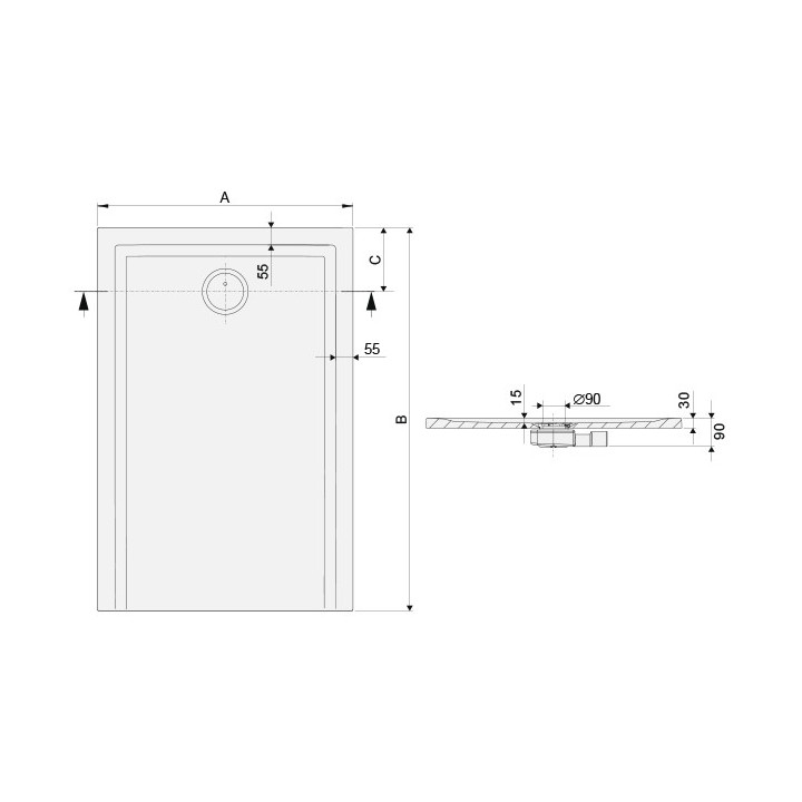 Sprchová vanička pravoúhlý Sanplast  Structure Mineral B-M/STRUCTURE 80x130x1,5 biew - bílý